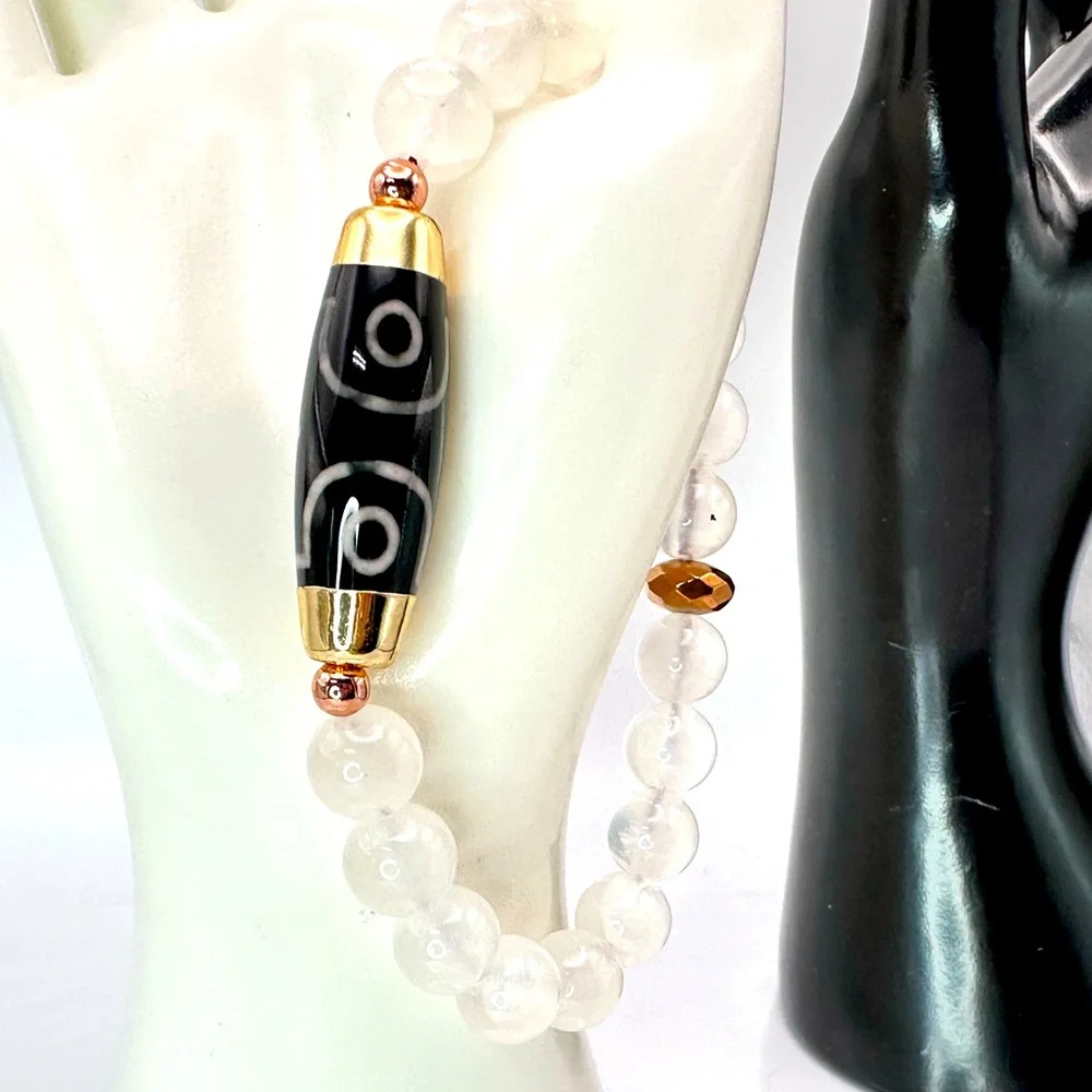 SOUL PURIFIER SELENITE NATURAL STONES BRACELET size 7” - Picture 1 of 10